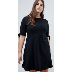 Black Bow Sleeve Skater Dress